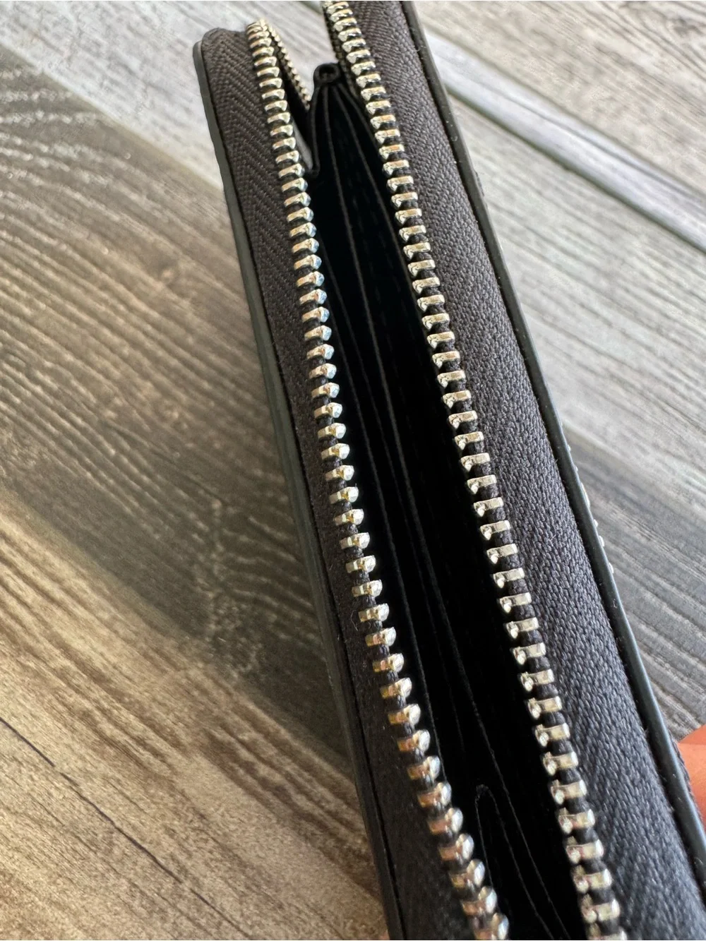 Michael Kors Black Patchwork Zip-Around Wallet with Gold Logo